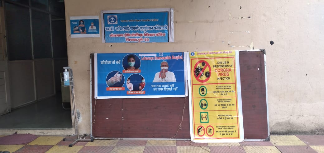 Banners regarding covid prevention displayed at our Homoeopathic Hospital